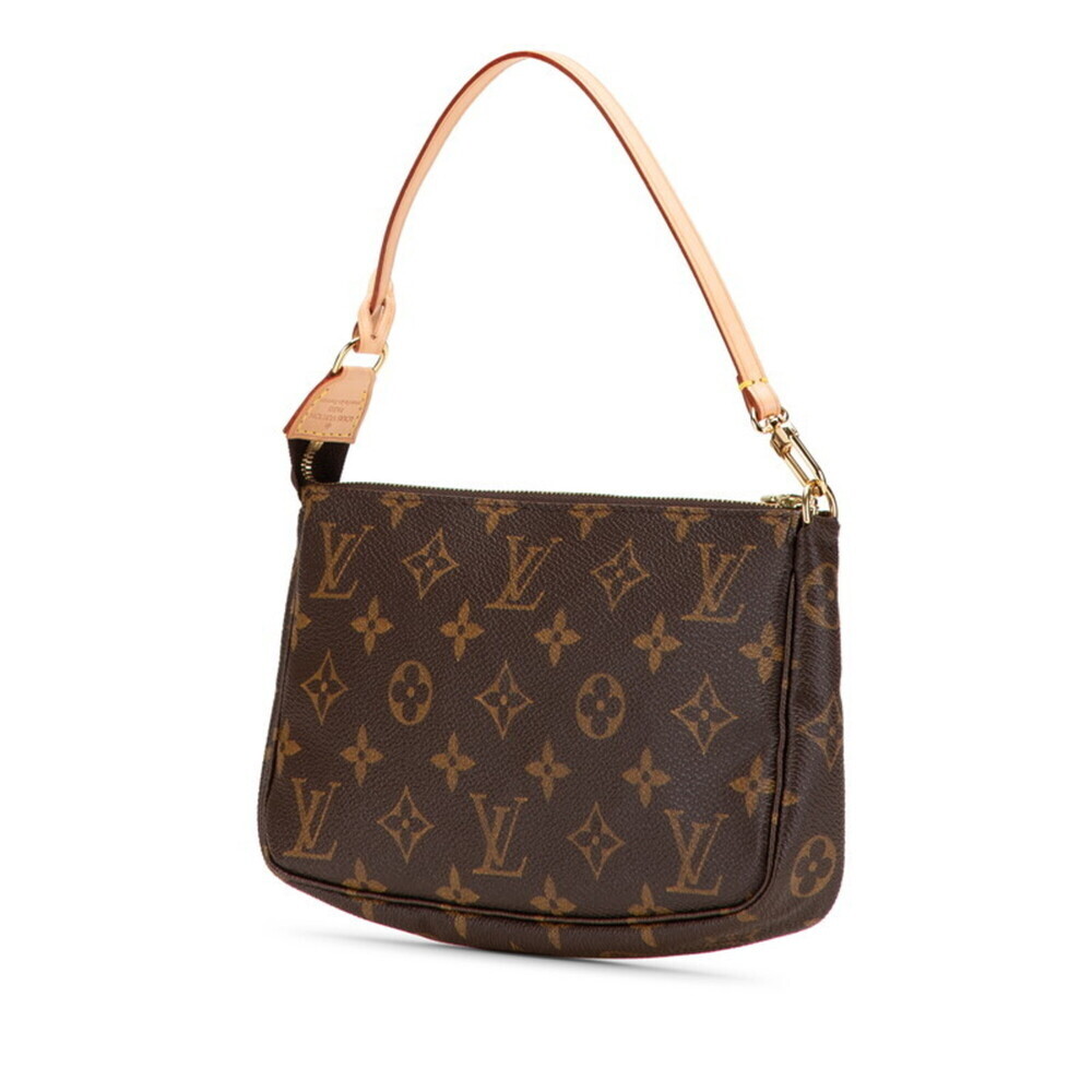 LOUIS VUITTON Authentic Brown Monogram Leather Pochette Mini Bag - Picture 2 of 12